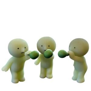 Three New Collectible Smiski Blowing Bubbles Mini Figures, Open Box